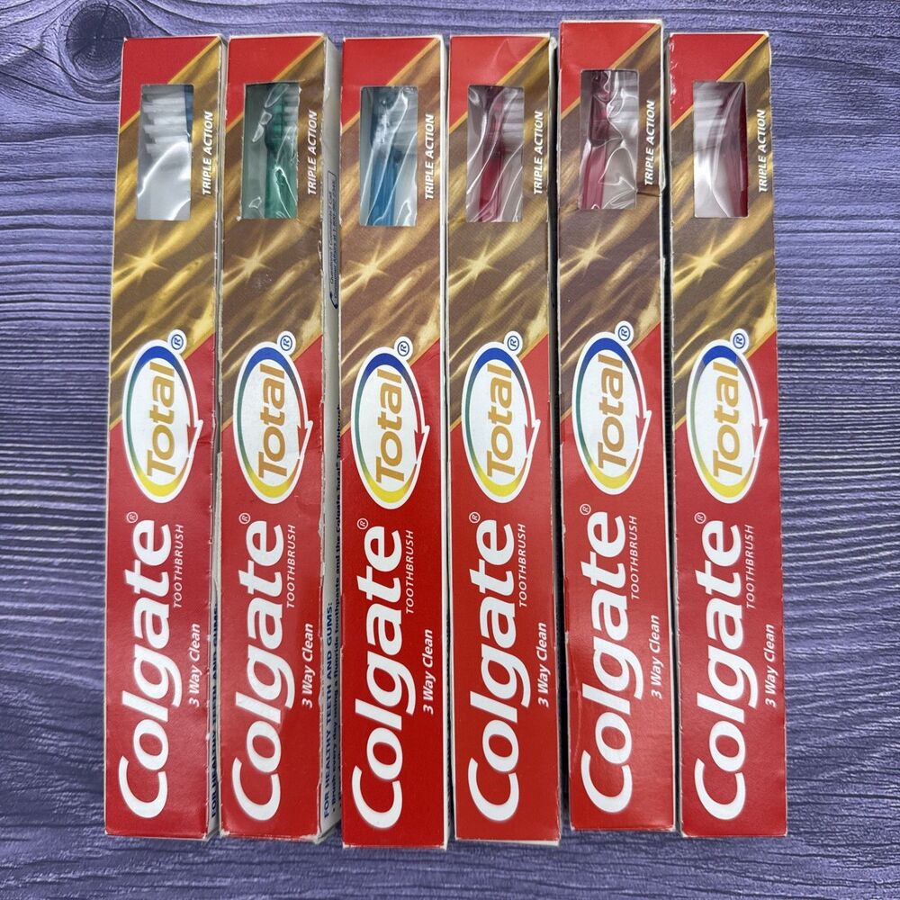 6 LOT Colgate Total Precision Vintage Triple Action Bristles Soft Compact